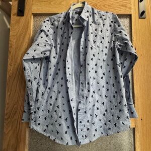 Beverly Hills Polo Club Light Blue Bird Pattern Shirt